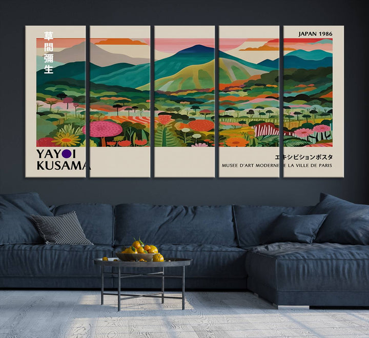 83384-MGV-CV-36X24-Yayoi Kusama Japan 1986 Canvas – Yayoi Kusama Wabi Sabi Japanese Wall Art Print - Vibrant Abstract Landscape Canvas
