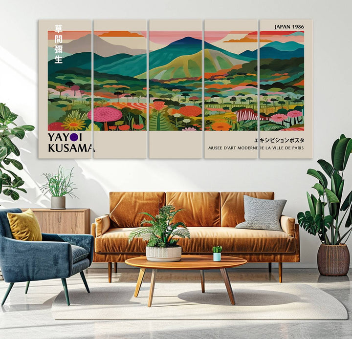 83384-MGV-CV-36X24-Yayoi Kusama Japan 1986 Canvas – Yayoi Kusama Wabi Sabi Japanese Wall Art Print - Vibrant Abstract Landscape Canvas