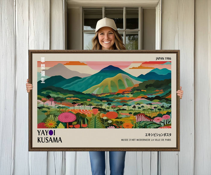 83384-MGV-CV-36X24-Yayoi Kusama Japan 1986 Canvas – Yayoi Kusama Wabi Sabi Japanese Wall Art Print - Vibrant Abstract Landscape Canvas