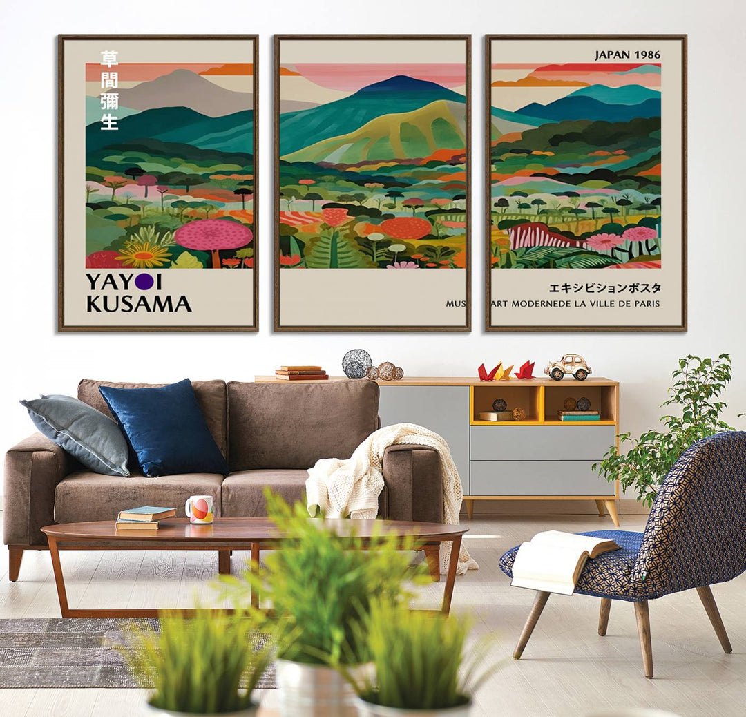 83384-MGV-CV-36X24-Yayoi Kusama Japan 1986 Canvas – Yayoi Kusama Wabi Sabi Japanese Wall Art Print - Vibrant Abstract Landscape Canvas