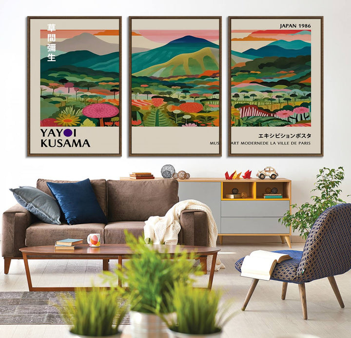83384-MGV-CV-36X24-Yayoi Kusama Japan 1986 Canvas – Yayoi Kusama Wabi Sabi Japanese Wall Art Print - Vibrant Abstract Landscape Canvas