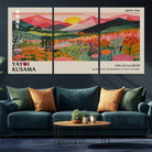 Yayoi Kusama Landscape Canvas Print, Vibrant Floral Mountain Art Print, Framed Botanical Wall Art - Sunset Scenery Artwork, Ideal for Modern