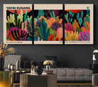45711-MGV-CV-36X24-Yayoi Kusama Wall Art Canvas Print, Abstract Art, Large Yayoi Kusama Framed Canvas Print, Japanese Wabi Sabi Wall Art, Exhibition Gallery