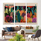 45711-MGV-CV-48X32-3P-Yayoi Kusama Wall Art Canvas Print, Abstract Art, Large Yayoi Kusama Framed Canvas Print, Japanese Wabi Sabi Wall Art, Exhibition Gallery