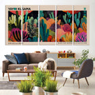 45711-MGV-CV-60X31-5P-Yayoi Kusama Wall Art Canvas Print, Abstract Art, Large Yayoi Kusama Framed Canvas Print, Japanese Wabi Sabi Wall Art, Exhibition Gallery
