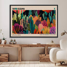 45711-MGV-FC-36X24_Black-Yayoi Kusama Wall Art Canvas Print, Abstract Art, Large Yayoi Kusama Framed Canvas Print, Japanese Wabi Sabi Wall Art, Exhibition Gallery