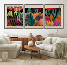 45711-MGV-FC-60X30-3P_Black-Yayoi Kusama Wall Art Canvas Print, Abstract Art, Large Yayoi Kusama Framed Canvas Print, Japanese Wabi Sabi Wall Art, Exhibition Gallery