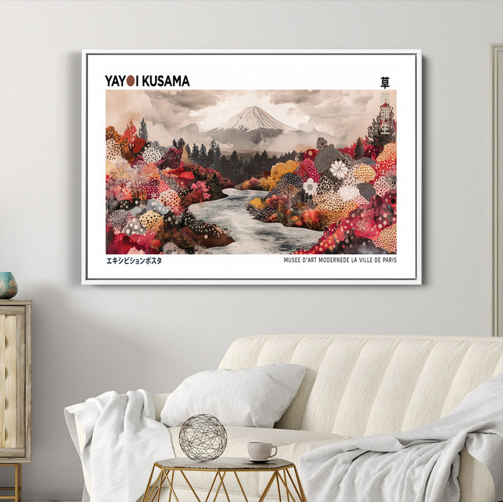 YK-13-W-MGC-FP-36x24_White-Yayoi Kusama Wall Art Canvas Print, Large Abstract Print, Framed Kusama Polka Dot Art Print, Large Modern Pop Art
