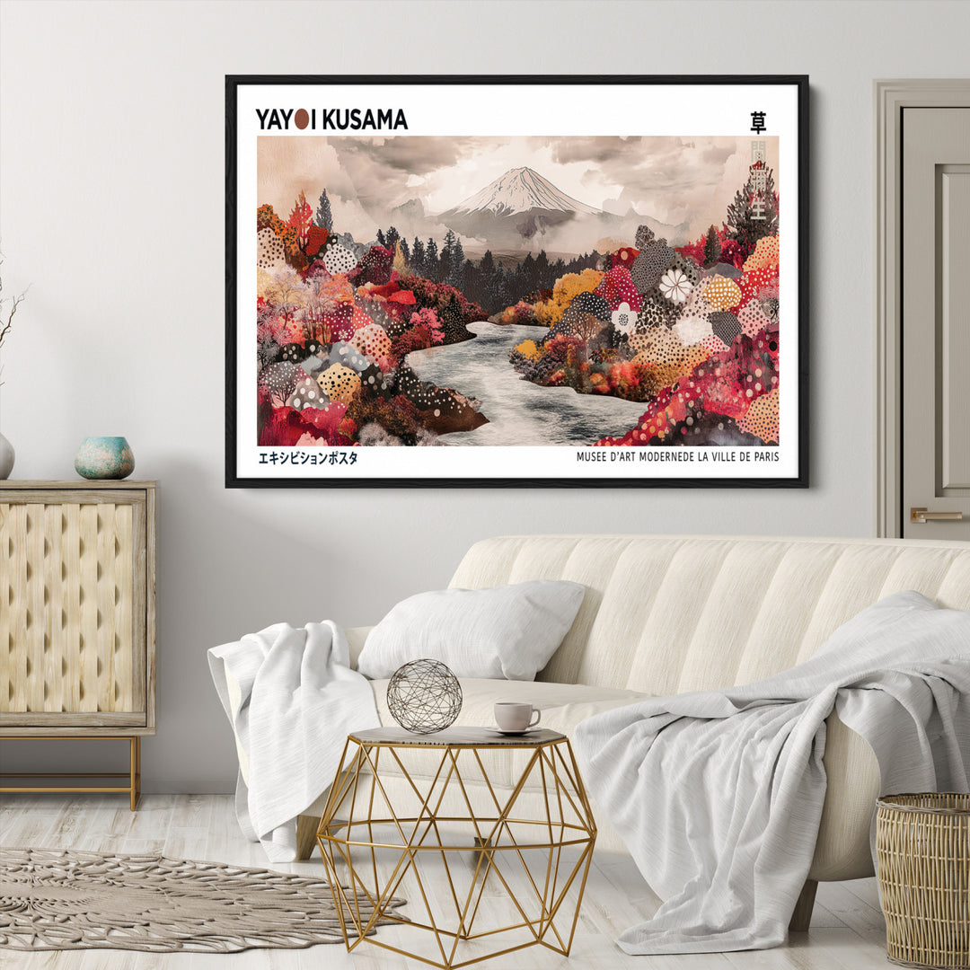 Yayoi Kusama Wall Art Canvas Print, Large Abstract Print, Framed Kusama Polka Dot Art Print, Large Modern Pop Art