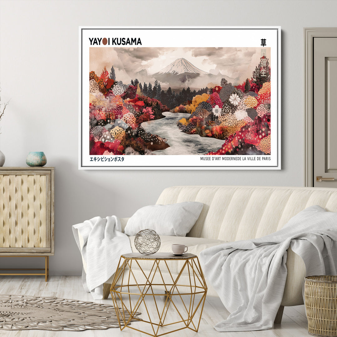 Yayoi Kusama Wall Art Canvas Print, Large Abstract Print, Framed Kusama Polka Dot Art Print, Large Modern Pop Art