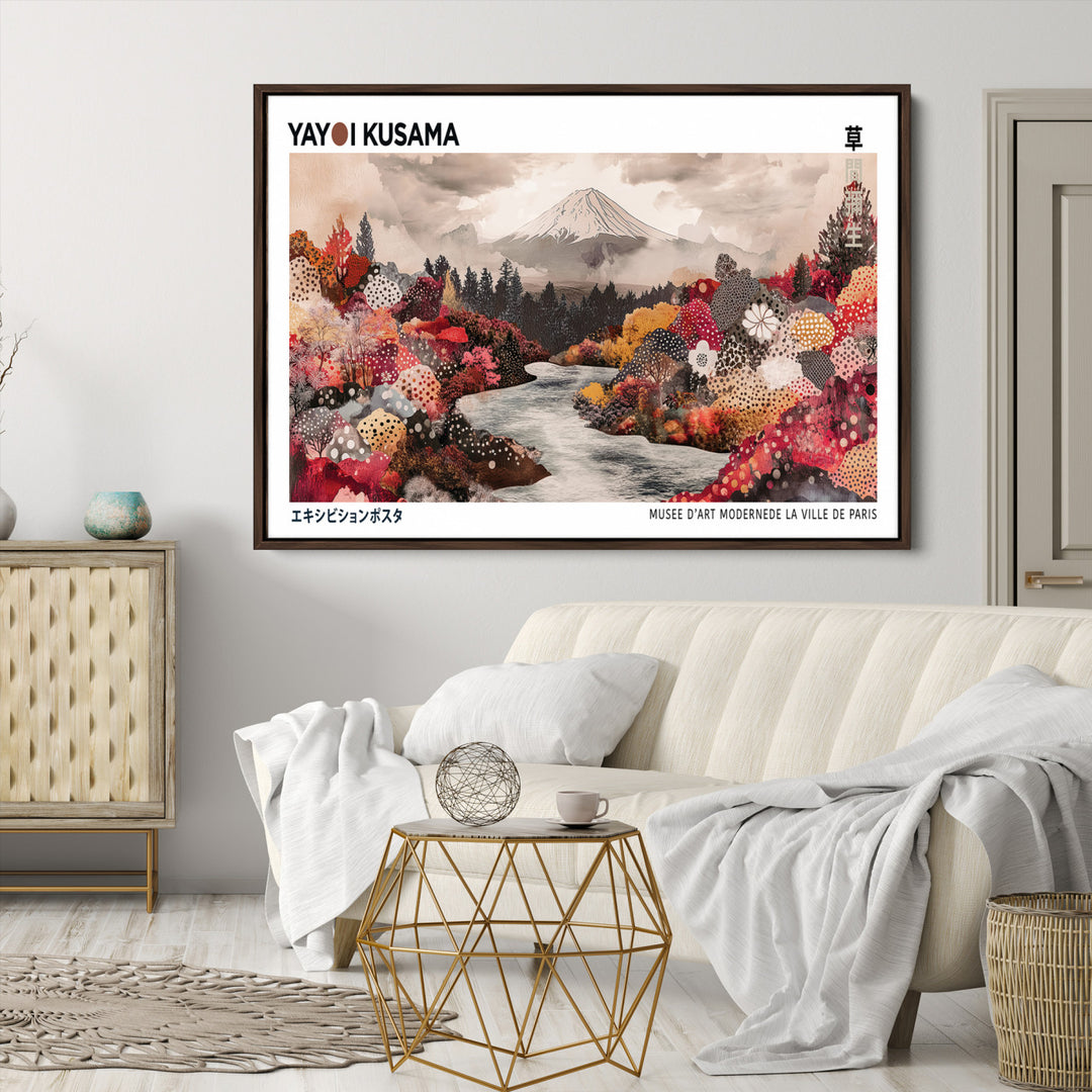 Yayoi Kusama Wall Art Canvas Print, Large Abstract Print, Framed Kusama Polka Dot Art Print, Large Modern Pop Art