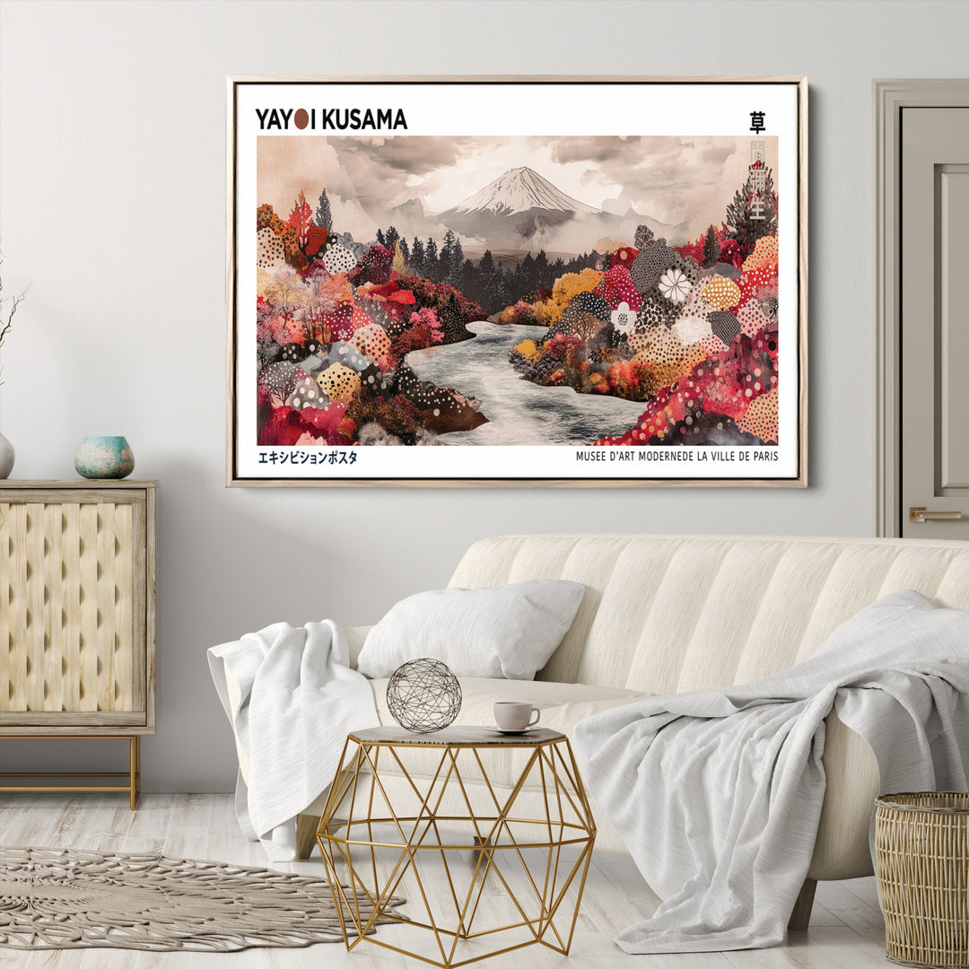 Yayoi Kusama Wall Art Canvas Print, Large Abstract Print, Framed Kusama Polka Dot Art Print, Large Modern Pop Art