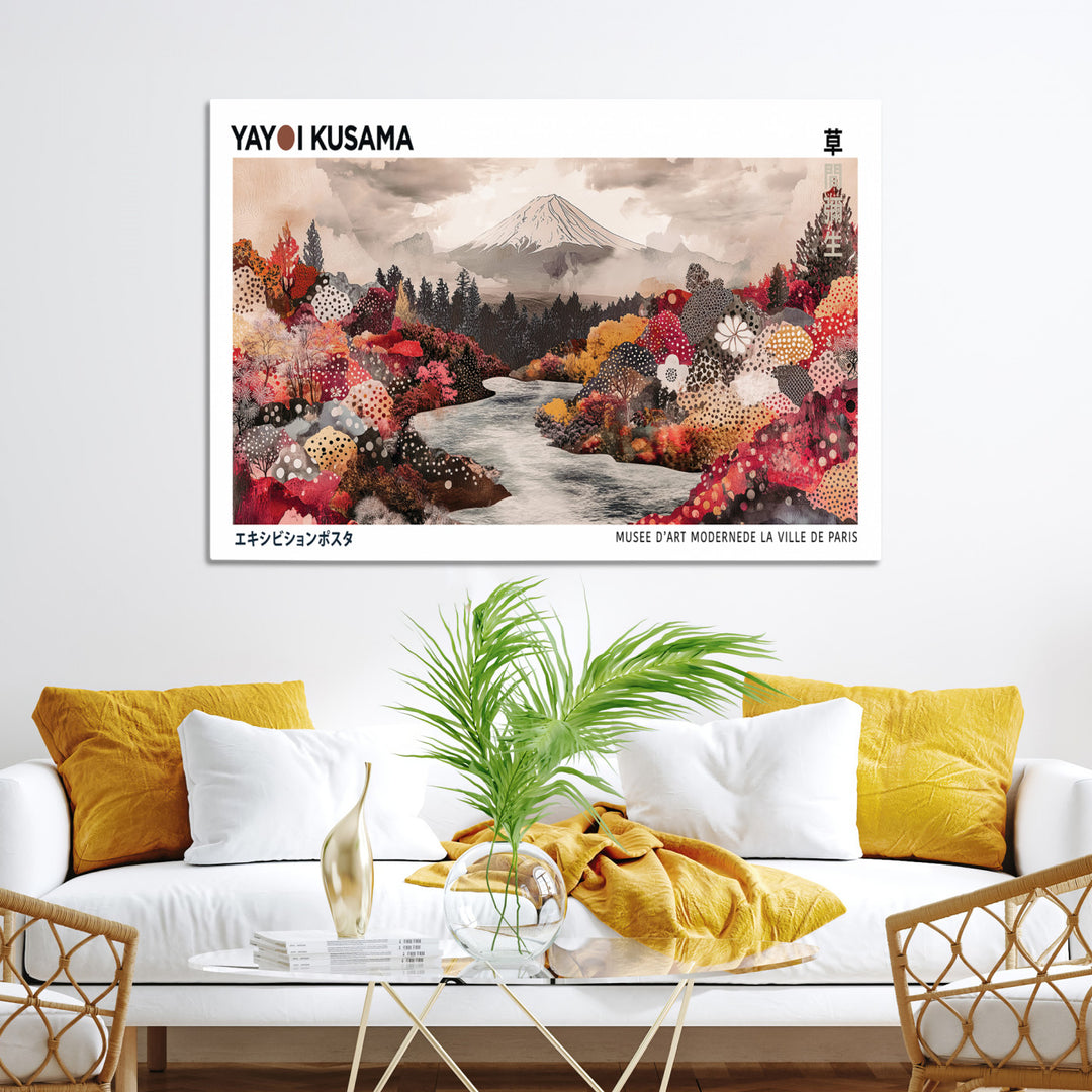 Yayoi Kusama Wall Art Canvas Print, Large Abstract Print, Framed Kusama Polka Dot Art Print, Large Modern Pop Art