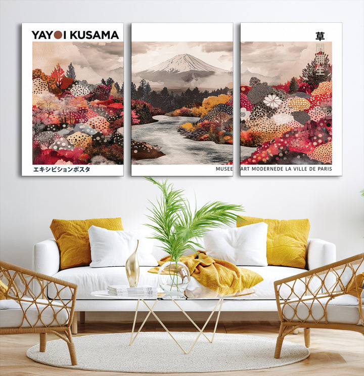 YK-13-W-MGV-CV-36X24-Yayoi Kusama Wall Art Canvas Print, Large Abstract Print, Framed Kusama Polka Dot Art Print, Large Modern Pop Art