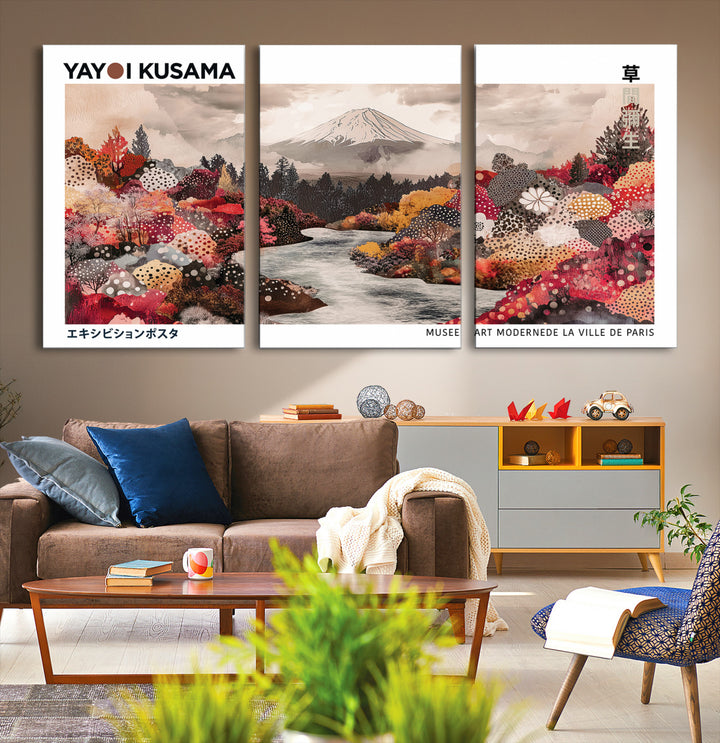 YK-13-W-MGV-CV-36X24-Yayoi Kusama Wall Art Canvas Print, Large Abstract Print, Framed Kusama Polka Dot Art Print, Large Modern Pop Art