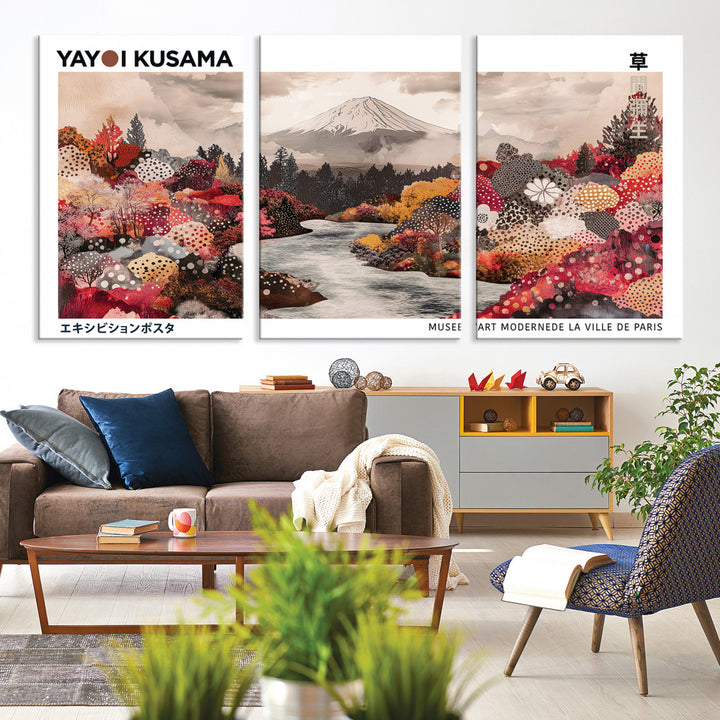 YK-13-W-MGV-CV-36X24-Yayoi Kusama Wall Art Canvas Print, Large Abstract Print, Framed Kusama Polka Dot Art Print, Large Modern Pop Art