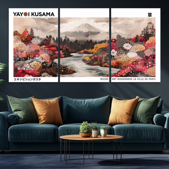 YK-13-W-MGV-CV-36X24-Yayoi Kusama Wall Art Canvas Print, Large Abstract Print, Framed Kusama Polka Dot Art Print, Large Modern Pop Art