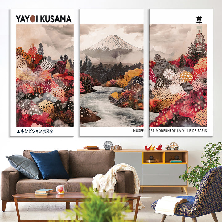 YK-13-W-MGV-CV-36X24-Yayoi Kusama Wall Art Canvas Print, Large Abstract Print, Framed Kusama Polka Dot Art Print, Large Modern Pop Art