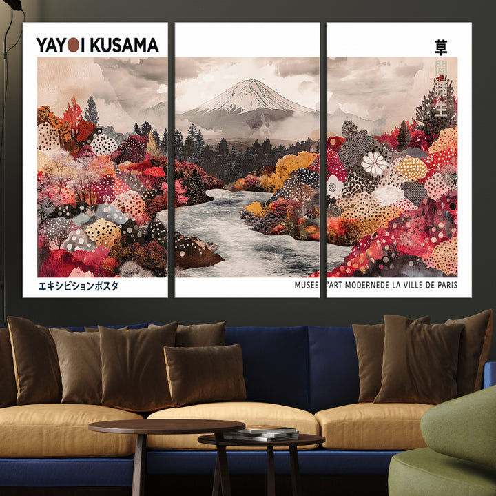 YK-13-W-MGV-CV-36X24-Yayoi Kusama Wall Art Canvas Print, Large Abstract Print, Framed Kusama Polka Dot Art Print, Large Modern Pop Art