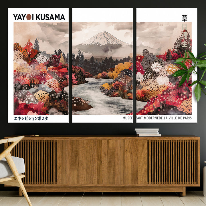 YK-13-W-MGV-CV-36X24-Yayoi Kusama Wall Art Canvas Print, Large Abstract Print, Framed Kusama Polka Dot Art Print, Large Modern Pop Art