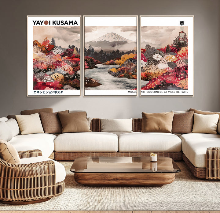 YK-13-W-MGV-CV-36X24-Yayoi Kusama Wall Art Canvas Print, Large Abstract Print, Framed Kusama Polka Dot Art Print, Large Modern Pop Art