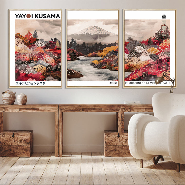 YK-13-W-MGV-CV-36X24-Yayoi Kusama Wall Art Canvas Print, Large Abstract Print, Framed Kusama Polka Dot Art Print, Large Modern Pop Art