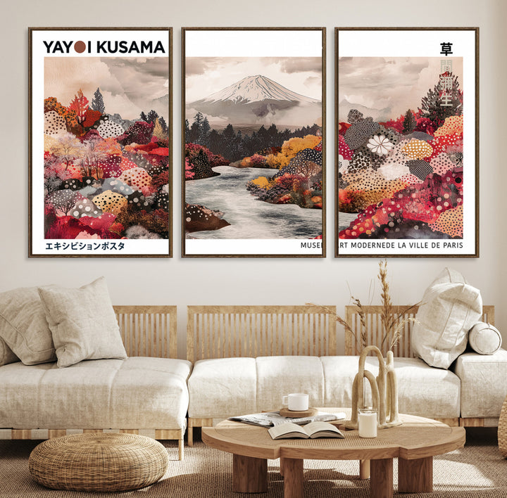 YK-13-W-MGV-CV-36X24-Yayoi Kusama Wall Art Canvas Print, Large Abstract Print, Framed Kusama Polka Dot Art Print, Large Modern Pop Art