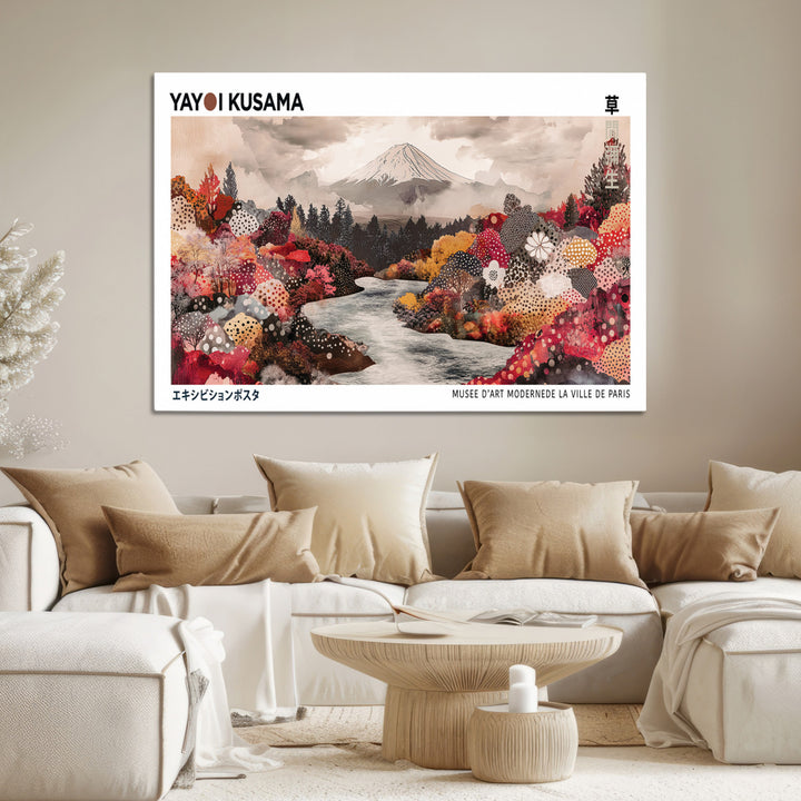 Yayoi Kusama Wall Art Canvas Print, Large Abstract Print, Framed Kusama Polka Dot Art Print, Large Modern Pop Art