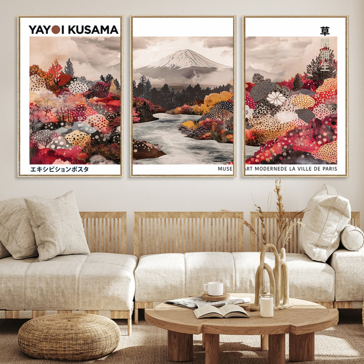 YK-13-W-MGV-CV-36X24-Yayoi Kusama Wall Art Canvas Print, Large Abstract Print, Framed Kusama Polka Dot Art Print, Large Modern Pop Art