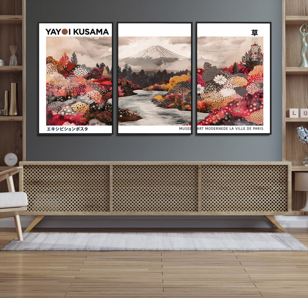 YK-13-W-MGV-CV-36X24-Yayoi Kusama Wall Art Canvas Print, Large Abstract Print, Framed Kusama Polka Dot Art Print, Large Modern Pop Art
