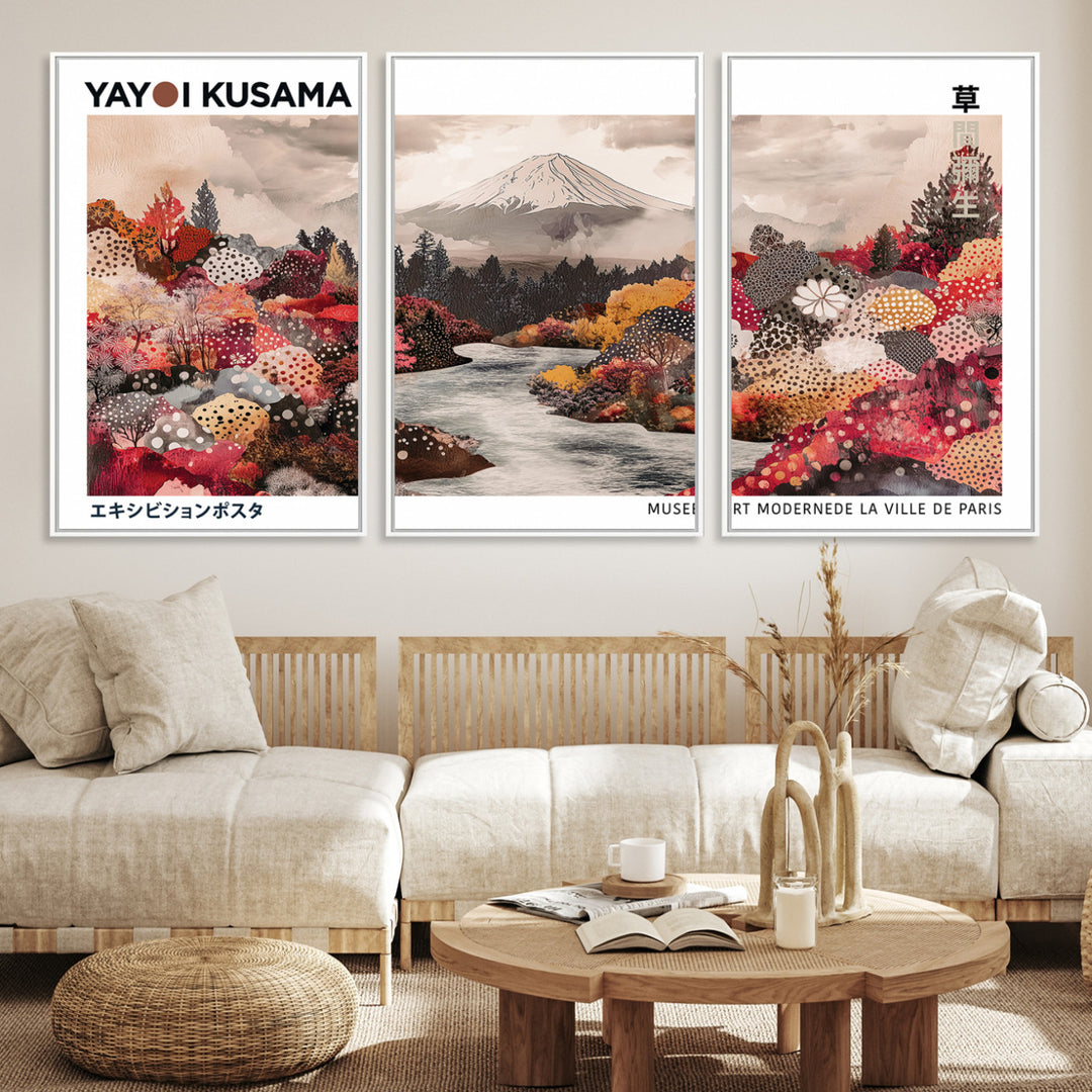 YK-13-W-MGV-CV-36X24-Yayoi Kusama Wall Art Canvas Print, Large Abstract Print, Framed Kusama Polka Dot Art Print, Large Modern Pop Art