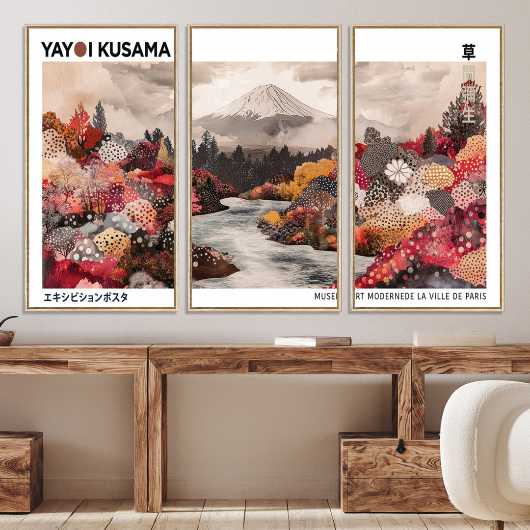 YK-13-W-MGV-CV-36X24-Yayoi Kusama Wall Art Canvas Print, Large Abstract Print, Framed Kusama Polka Dot Art Print, Large Modern Pop Art