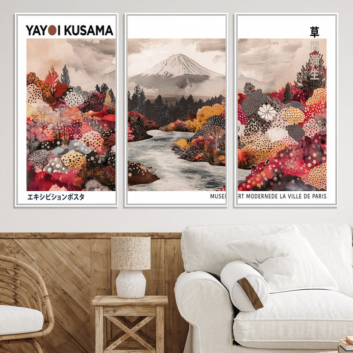 YK-13-W-MGV-CV-36X24-Yayoi Kusama Wall Art Canvas Print, Large Abstract Print, Framed Kusama Polka Dot Art Print, Large Modern Pop Art
