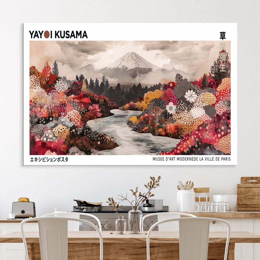 Yayoi Kusama Wall Art Canvas Print, Large Abstract Print, Framed Kusama Polka Dot Art Print, Large Modern Pop Art