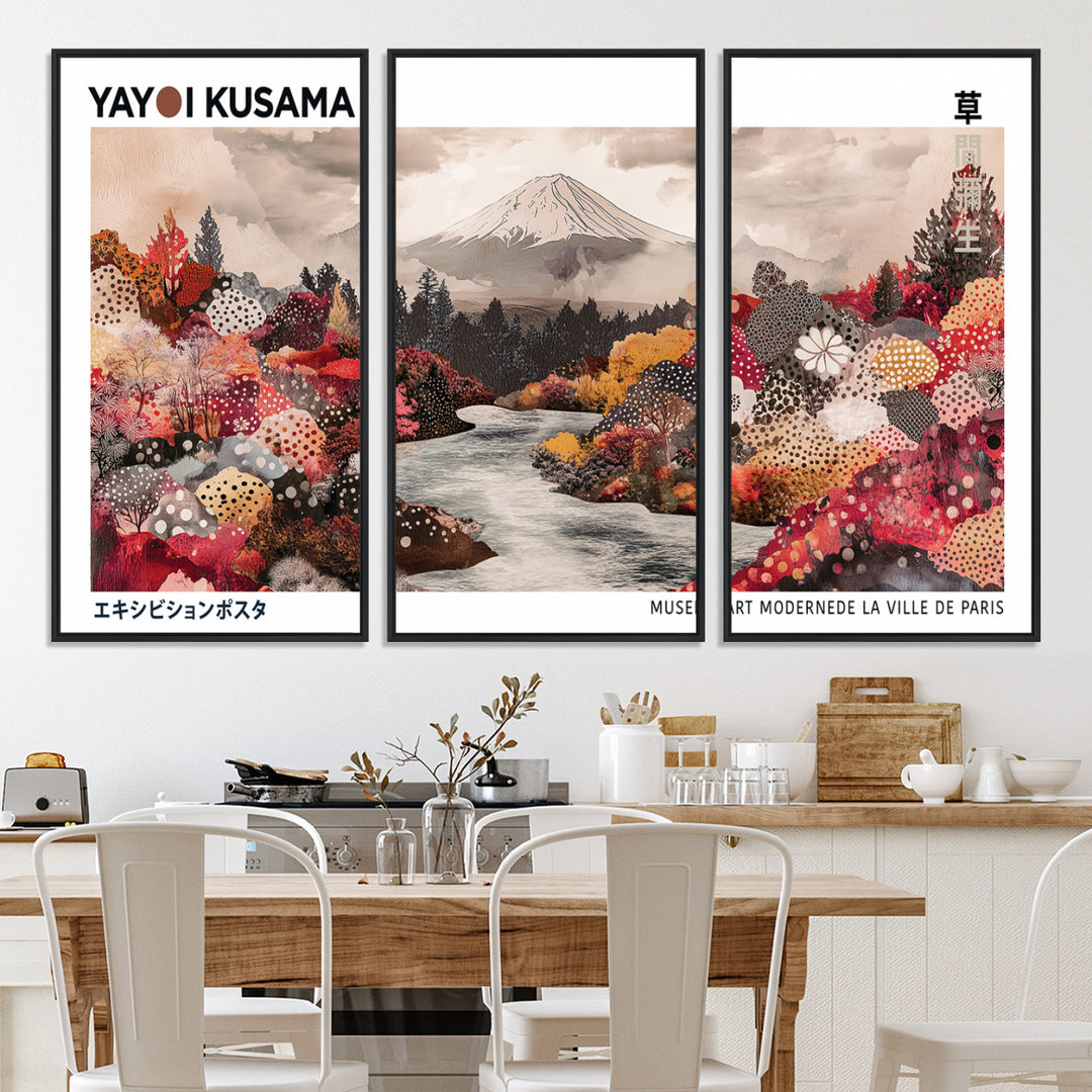 YK-13-W-MGV-CV-36X24-Yayoi Kusama Wall Art Canvas Print, Large Abstract Print, Framed Kusama Polka Dot Art Print, Large Modern Pop Art