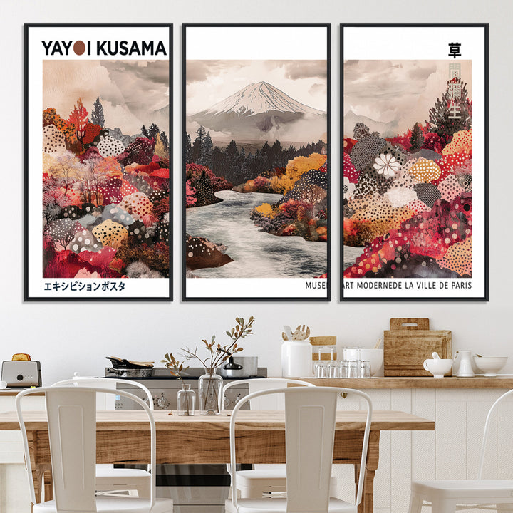 YK-13-W-MGV-CV-36X24-Yayoi Kusama Wall Art Canvas Print, Large Abstract Print, Framed Kusama Polka Dot Art Print, Large Modern Pop Art
