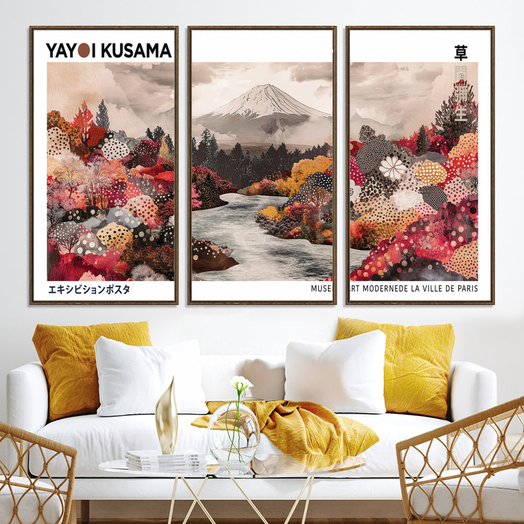 YK-13-W-MGV-CV-36X24-Yayoi Kusama Wall Art Canvas Print, Large Abstract Print, Framed Kusama Polka Dot Art Print, Large Modern Pop Art