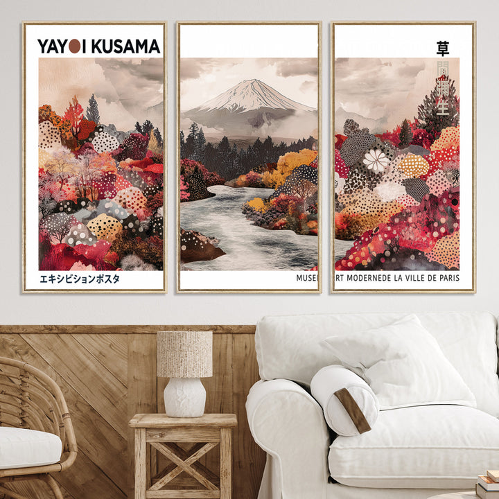 YK-13-W-MGV-CV-36X24-Yayoi Kusama Wall Art Canvas Print, Large Abstract Print, Framed Kusama Polka Dot Art Print, Large Modern Pop Art