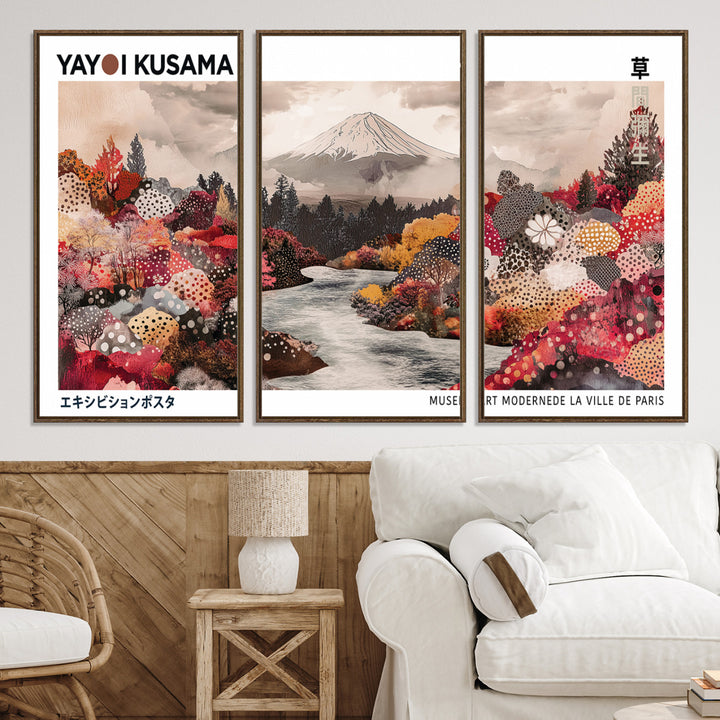 YK-13-W-MGV-CV-36X24-Yayoi Kusama Wall Art Canvas Print, Large Abstract Print, Framed Kusama Polka Dot Art Print, Large Modern Pop Art