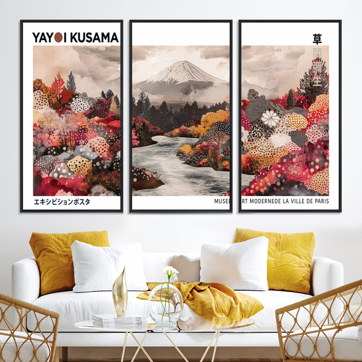 YK-13-W-MGV-CV-36X24-Yayoi Kusama Wall Art Canvas Print, Large Abstract Print, Framed Kusama Polka Dot Art Print, Large Modern Pop Art