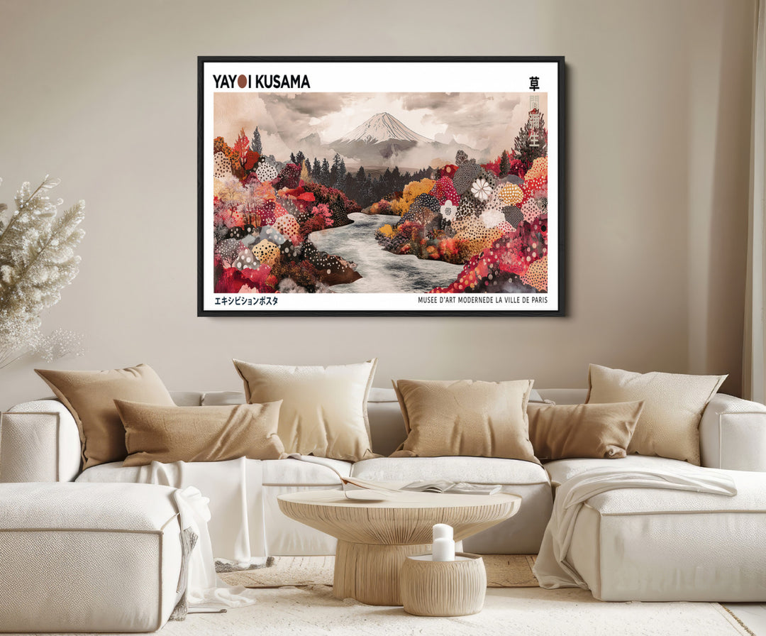 Yayoi Kusama Wall Art Canvas Print, Large Abstract Print, Framed Kusama Polka Dot Art Print, Large Modern Pop Art