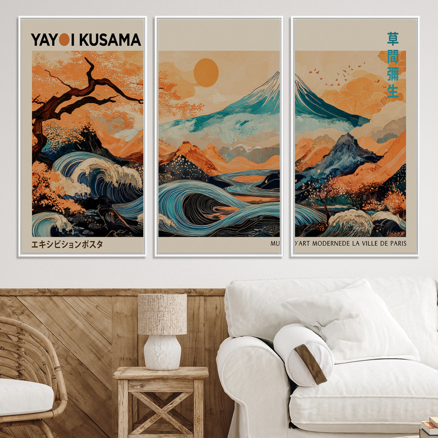 22373530-MGV-CV-36X24-Yayoi Kusama Wall Art Print, Large Abstract Canvas Wall Art, Framed Kusama Polka Dot Art Printing, Large Modern Pop Art Print for Minimalist