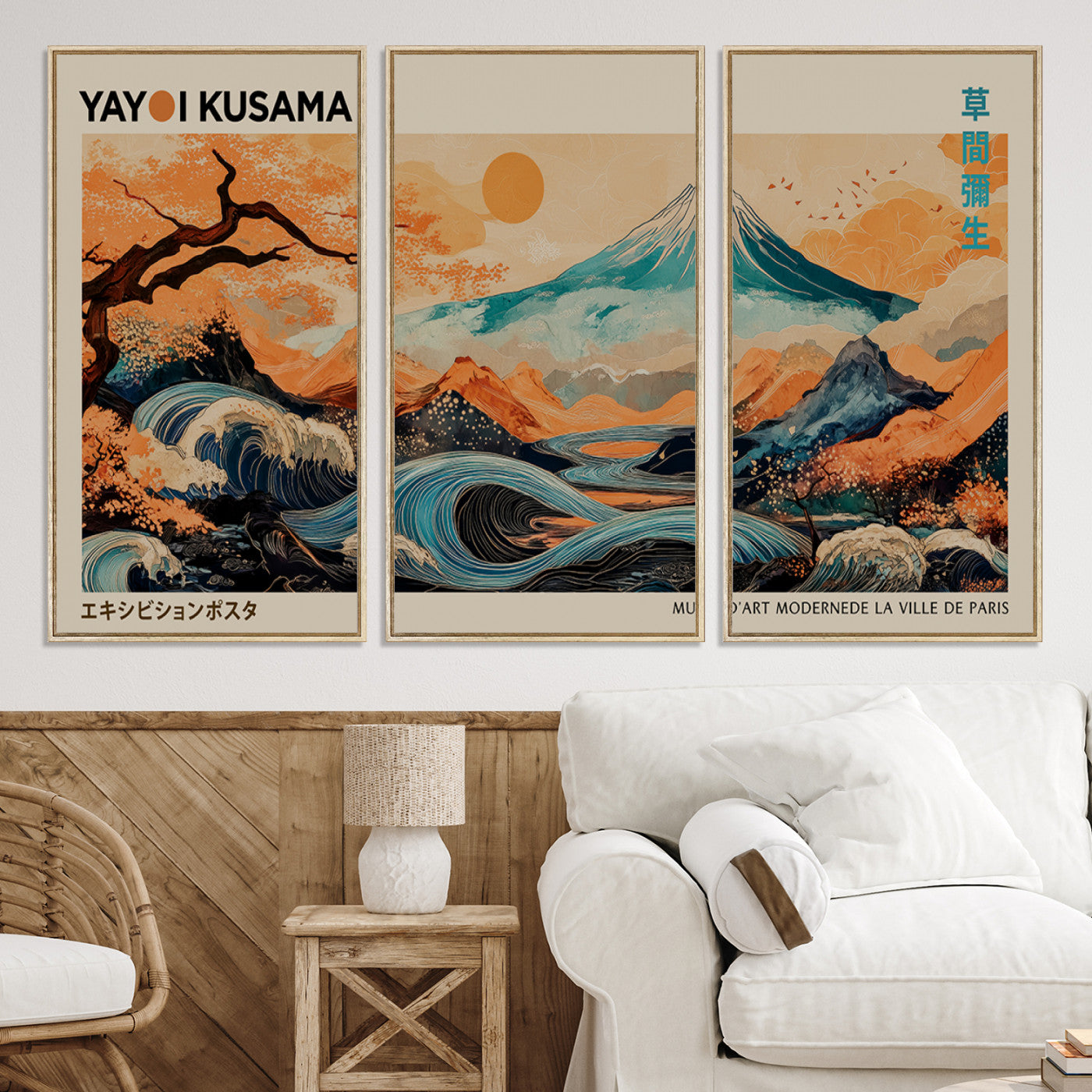 22373530-MGV-CV-36X24-Yayoi Kusama Wall Art Print, Large Abstract Canvas Wall Art, Framed Kusama Polka Dot Art Printing, Large Modern Pop Art Print for Minimalist