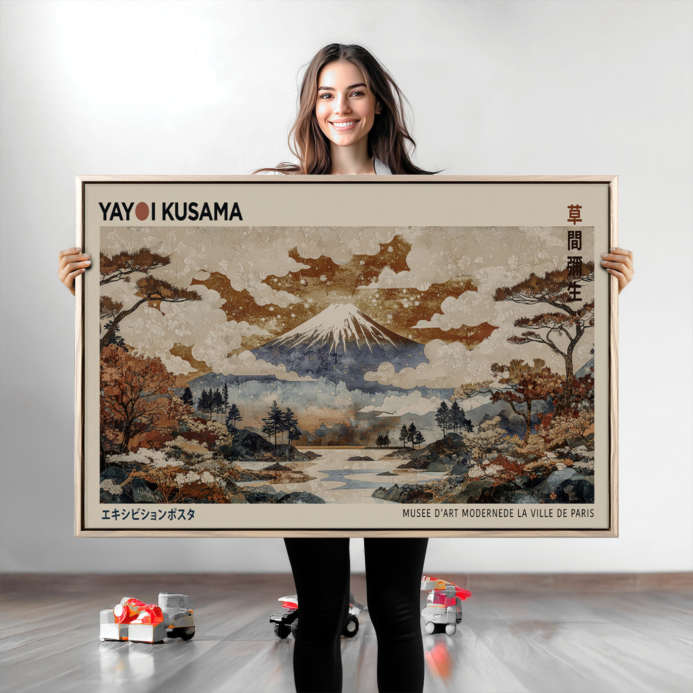 Yayoi Wall Art: Transform Your Space, Modern Japanese Wall Art Print Yayoi Kusama Canvas Wall Art Abstract Mount Fuji Canvas Print Japanese