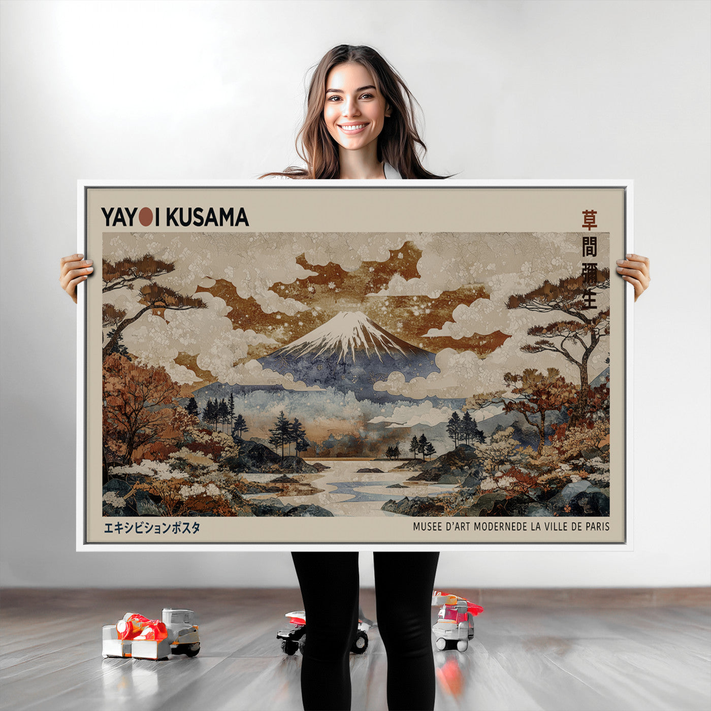 Yayoi Wall Art: Transform Your Space, Modern Japanese Wall Art Print Yayoi Kusama Canvas Wall Art Abstract Mount Fuji Canvas Print Japanese