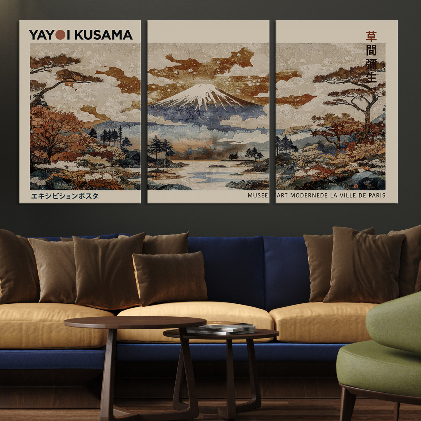 Yayoi Wall Art: Transform Your Space, Modern Japanese Wall Art Print Yayoi Kusama Canvas Wall Art Abstract Mount Fuji Canvas Print Japanese