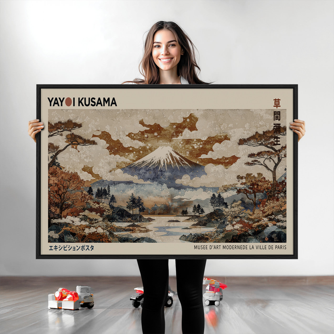 Yayoi Wall Art: Transform Your Space, Modern Japanese Wall Art Print Yayoi Kusama Canvas Wall Art Abstract Mount Fuji Canvas Print Japanese