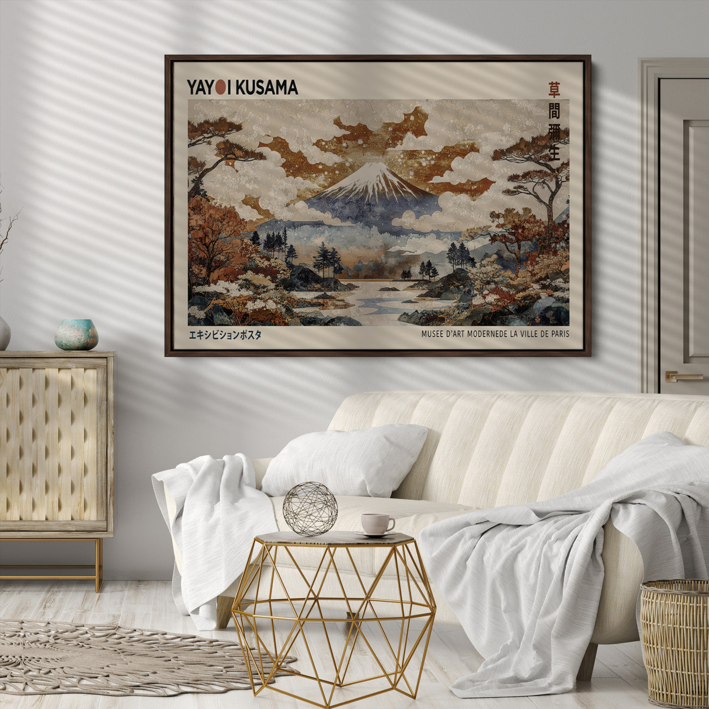 Yayoi Wall Art: Transform Your Space, Modern Japanese Wall Art Print Yayoi Kusama Canvas Wall Art Abstract Mount Fuji Canvas Print Japanese