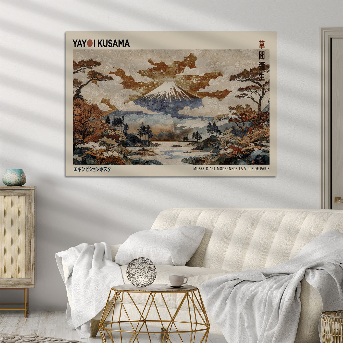 Yayoi Wall Art: Transform Your Space, Modern Japanese Wall Art Print Yayoi Kusama Canvas Wall Art Abstract Mount Fuji Canvas Print Japanese