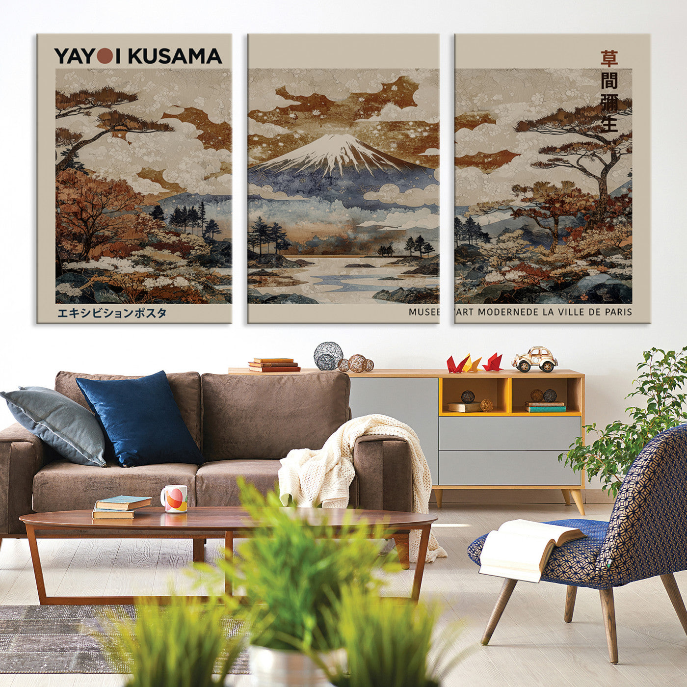 11778299-MGV-CV-36X24-Yayoi Wall Art: Transform Your Space, Modern Japanese Wall Art Print Yayoi Kusama Canvas Wall Art Abstract Mount Fuji Canvas Print Japanese